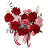 Шляпная коробка «Красное признание» с алыми розами и нежными акцентами