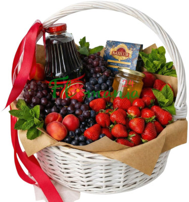 Ягодная корзинка с соком и мёдом «Дарю лето»